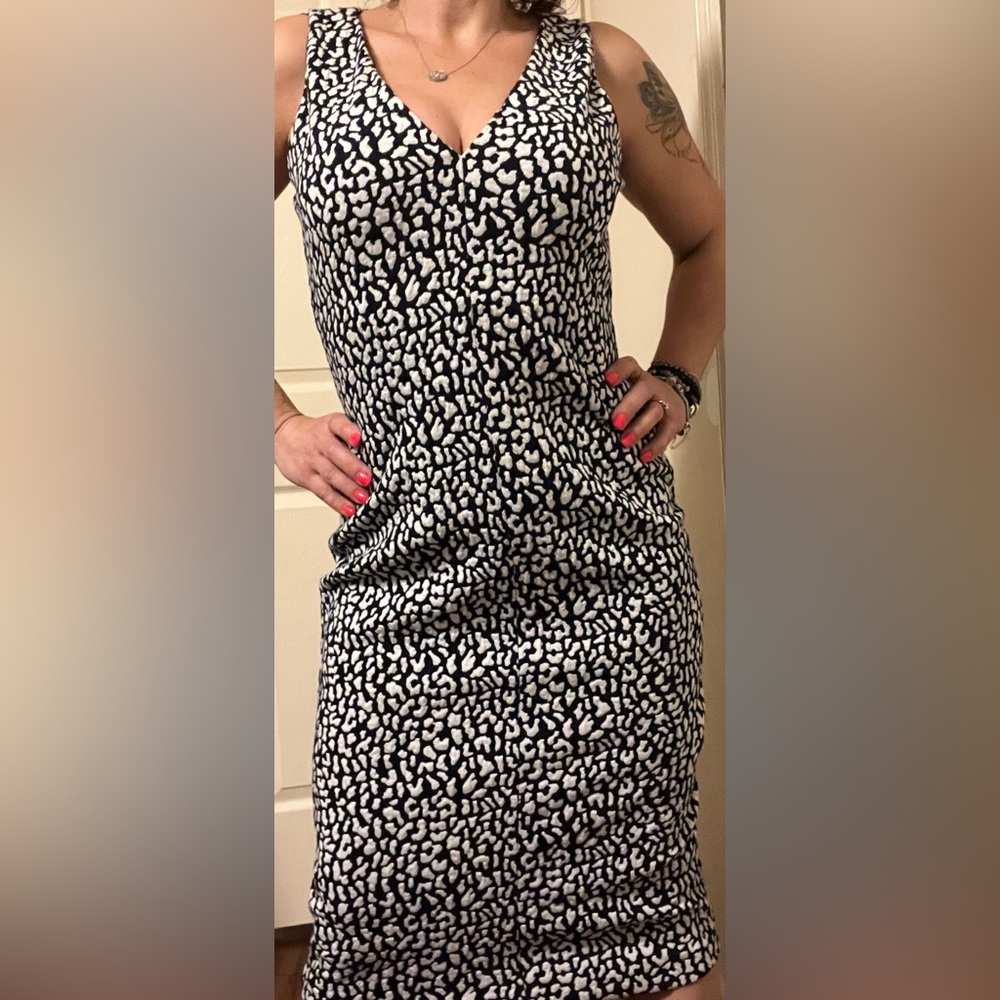 Michael Kors Navy and White Patterned Dress